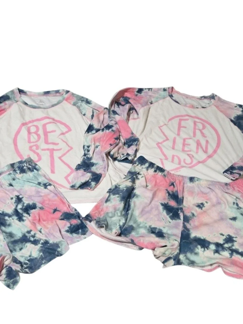 Plus 20/22 Justice Tie-Dye 'Best' & 'Friends' Pajama Sets -womans 14/16
